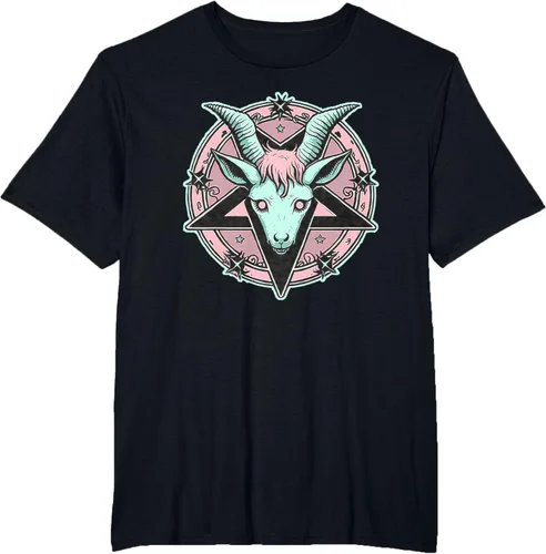 Vista 70 de Camiseta Kawaii Paste Creepy Goat Pentacle, Negro