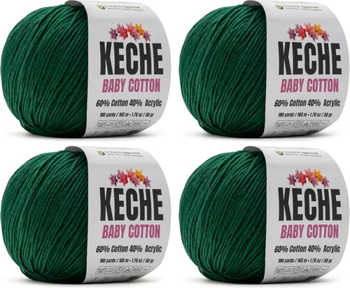 Vista 87 de Keche Hilo de Algodón, 60% Algodón 40% Hilo Acrílico, Hilo de Algodón Suave para Crochet y Tejer, Hilo Amigurumi 1 Madeja/Bola 1.76 Oz (50g) / 180