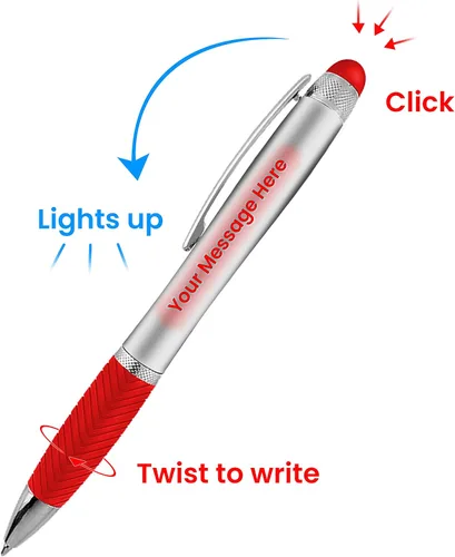 Vista 5 de Bolígrafos personalizados, paquete de 80 grabados láser sin granel, bolígrafo de 3 pulgadas, lápiz óptico y área personalizada con luz, nombre