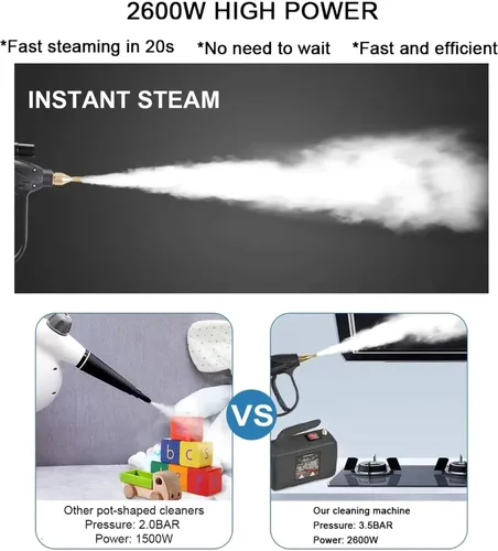 Vista 8 de Vaporizador de 1700 W para limpieza, vaporizador portátil de alta presión de 110 V, tanque de agua grande, máquina de limpieza a vapor eléctrica