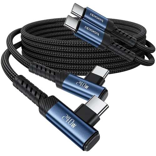 Vista 12 de Cable USB C [Paquete de 2, 1 mt] Carga rápida de 240 W tipo C, cable USB 2.0 trenzado de nylon para iPhone 17 16 15 Pro Plus Pro Max Air, iPad Pro