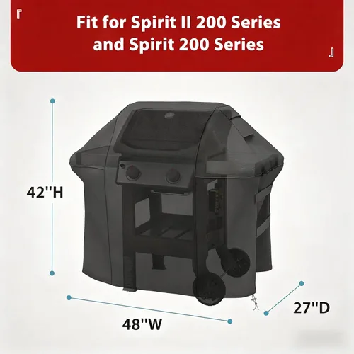 Vista 2 de SHINESTAR Funda para parrilla al aire libre, se adapta a Weber Spirit 200 y Spirit II 200 parrilla de gas 600D Oxford resistente a prueba de agua