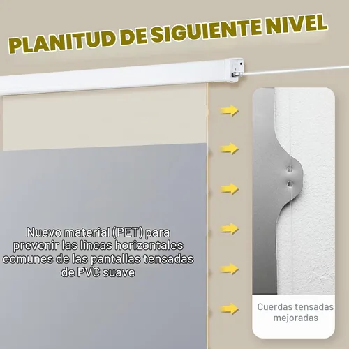 Vista 2 de ALR - Pantalla de proyector motorizada tensada por SilverMagic – Pantalla gris tensada con pestañas y diseño moderno con carcasa de aluminio blanco