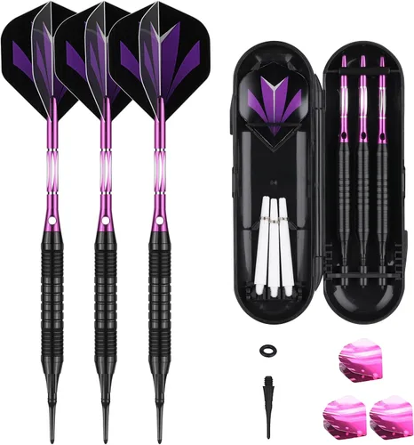 Vista 11 de Juego de puntas de plástico para dardos – 0.63 oz 0.74 oz colorido arco iris punta suave dardos 50 juntas tóricas antisueltas 6 ejes