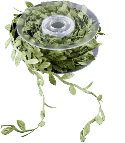 Vista 3 de DECORA Cinta de hojas verdes artificiales para decoraciones de coronas y flores (carrete de 20 yardas)
