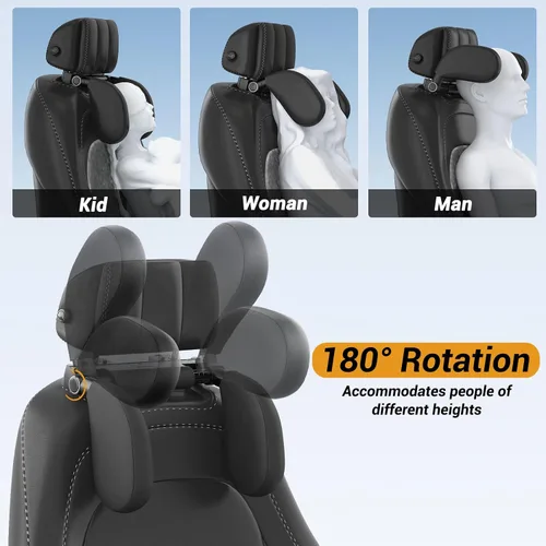 Vista 3 de Almohada para reposacabezas de automóvil, reposacabezas de espuma viscoelástica gruesa, almohada de soporte para el cuello, reposacabezas ajustable