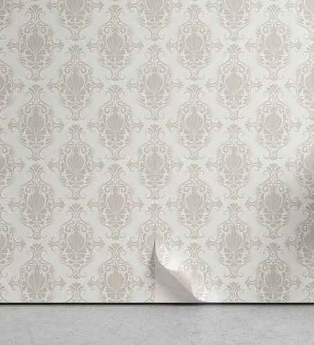 Vista 20 de Ambesonne Papel tapiz despegable y adhesivo con patrón de esquí para el hogar, personas esquiando en colores pastel continuos en la pista, árboles