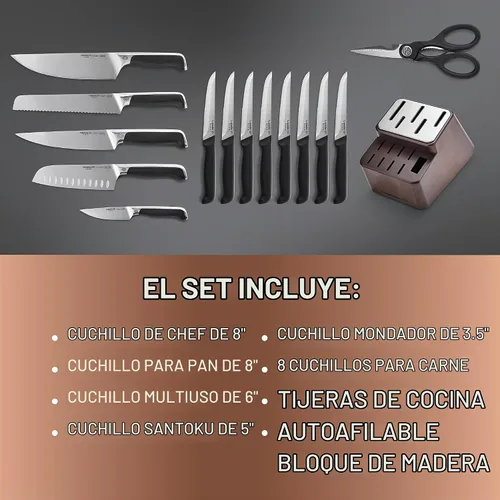 Vista 7 de Calphalon® Premier™ SharpIN - Juego de cuchillos con bloque de cuchillos afilador, 15 piezas, acero al carbono