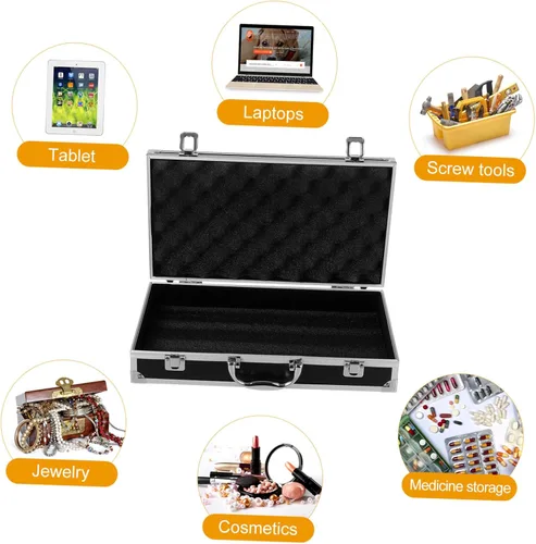 Vista 3 de VILLCASE Portable Aluminum Alloy Toolbox with Slide Lock Large Capacity Medicine and Instrument Case with Handle for Home Garage Workshop Storage