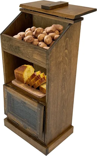 Vista 11 de Peaceful Classics Caja de Madera para Almacenamiento de Papas, Contenedores de Pan de Madera, Contenedor Decorativo y para Cebollas, Contenedor