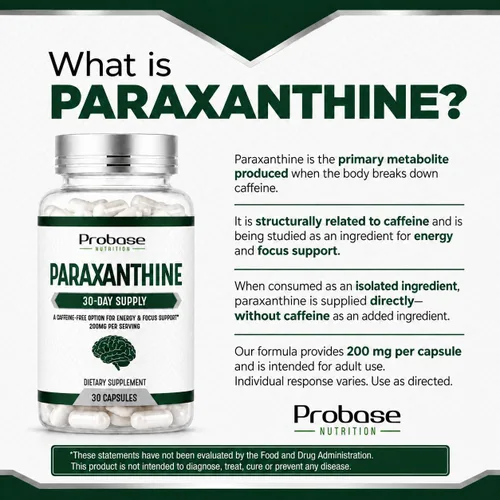 Vista 5 de Probase Nutrition Cápsulas de paraxantina de 200 mg para energía limpia