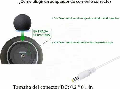 Vista 2 de Cable de alimentación blanco de repuesto para Alexa Dot 3ª/4ª generación/5ª