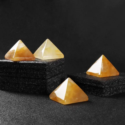 Vista 6 de SMQ Piedras de chakra piramidales de orgón de cristal citrino de 1.6 pulgadas, generador de piedras preciosas talladas a mano, generador de Engrgy