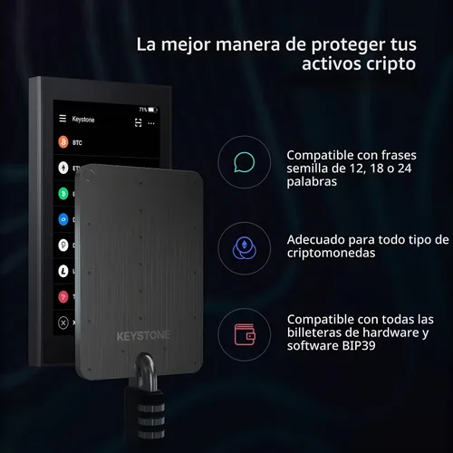 Vista 4 de KEYSTONE Almacenamiento de semillas criptográficas, cartera de metal con cápsula de acero criptográfico, respaldo de almacenamiento en frío