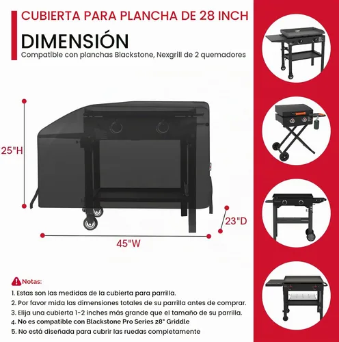 Vista 2 de Unicook Cubierta de parrilla de 28 pulgadas para estación de cocina Blackstone y Nexgrill, cubierta de parrilla de barbacoa con parte superior plana