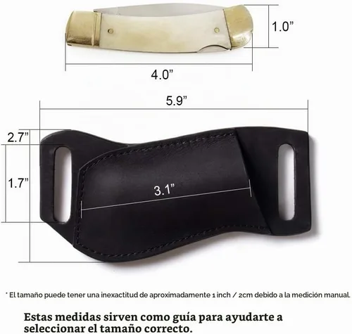 Vista 5 de Gentlestache Funda de cuero para cuchillo de bolsillo para cinturón, funda plegable para cuchillo, funda para cinturón EDC, color negro compacto