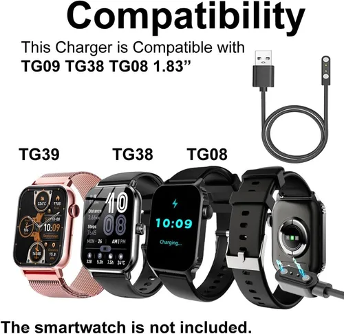 Vista 2 de Cables de reloj inteligente compatibles con TRAUSI TG08 de 1.83 pulgadas, paquete de 2