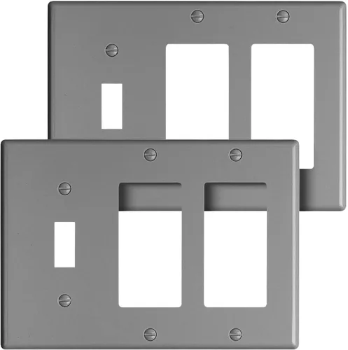 Vista 7 de Bates - Placa de pared combinada, interruptor de palanca individual/decorador doble, negro, 6.34 x 4.5 pulgadas, tamaño estándar, placa de pared
