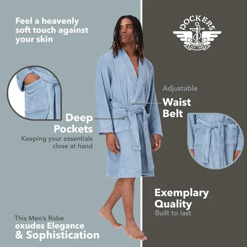 Vista 5 de Dockers Bata de baño para hombre, bata de tela de rizo para hombre