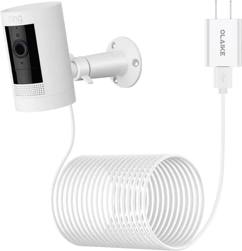 Vista 11 de OLAIKE Adaptador de Corriente con Enchufe de Montaje Metálico Cargador Enchufable para Batería de Stick Up Cam, (5m/ 16ft) Cable de Carga