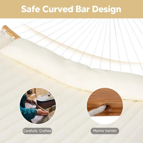 Vista 4 de SUNCREAT Hamacas para colgar en el exterior, hamaca de árbol para exteriores, hamaca grande de repuesto para soporte, beige