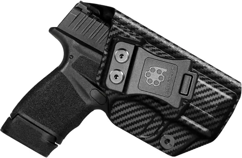 Vista 10 de Funda Kydex IWB fabricada en Estados Unidos para Springfield Hellcat Diseño a prueba de sudor con un protector de sudor completo, inclinación