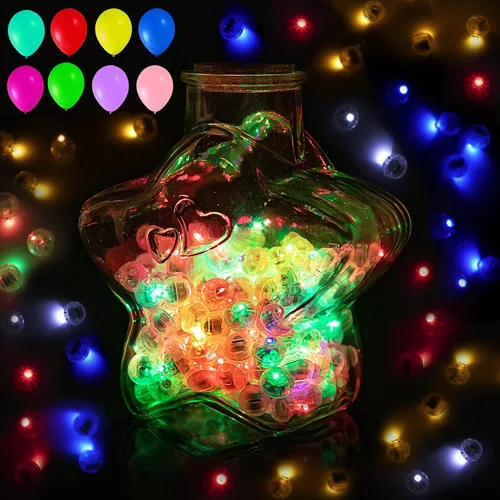Vista 25 de 50 mini luces LED, globos de luz LED para decoraciones de fiesta, luces de fiesta de neón para linterna de papel, huevos de Pascua, fiesta de Rojo