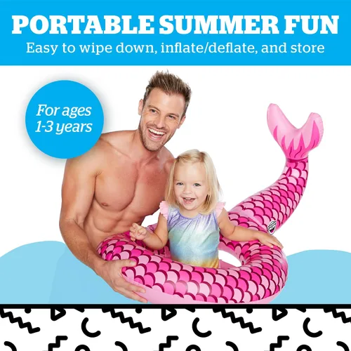 Vista 4 de Flotador de agua Lil - Flotadores de piscina para bebés y niños de 1 a 3 años, para nadadores principiantes, fácil de inflar y duradero, mini sirena