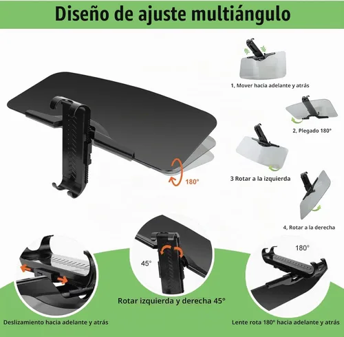 Vista 4 de Visera solar para automóvil, (juego de 2 piezas) UV400 antipolarizado/antirreflejo, ajustable, extensor de visera solar para automóvil, fácil