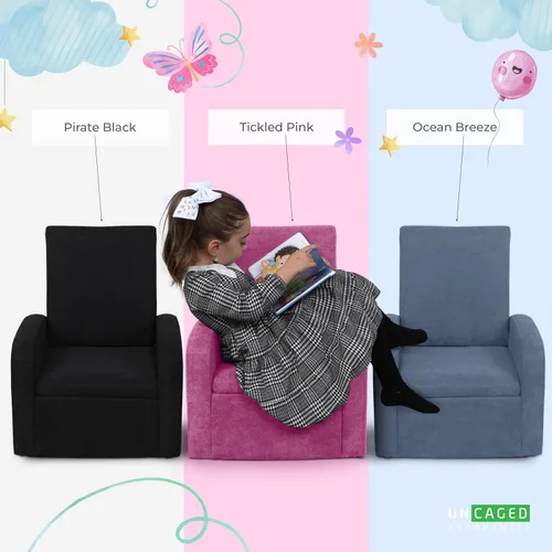 Vista 8 de Stash - Sofá para niños, tumbona para niños pequeños con almacenamiento, sillas plegables para niños o adultos de hasta 200 libras, mini otomano