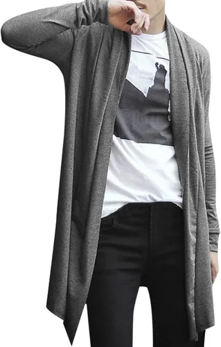 Vista 2 de uxcell Men's Shawl Collar Cardigan Drape Cape Lightweight Long Length Knit Sweaters