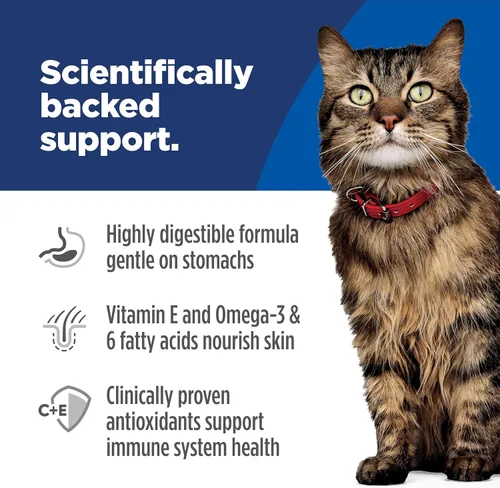 Vista 4 de Hill's Science Diet Alimento húmedo para gatos con estómago y piel sensible para adultos, pollo y carne de res, bolsas de 2.8 onzas, paquete de 24