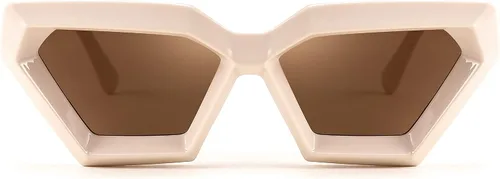 Vista 2 de FEISEDY Cateye - Gafas de sol con marco grueso para mujeres y hombres, cuadradas, vintage, polígono futurista, Sunnies B4079