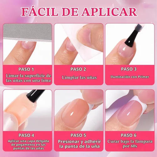 Vista 6 de AddFavor Uñas Postizas de Punta Francesa Cortas, 120 piezas Uñas Postizas Blancas con Punta Francesa Uñas Postizas Cuadradas Nude Uñas Acrílicas