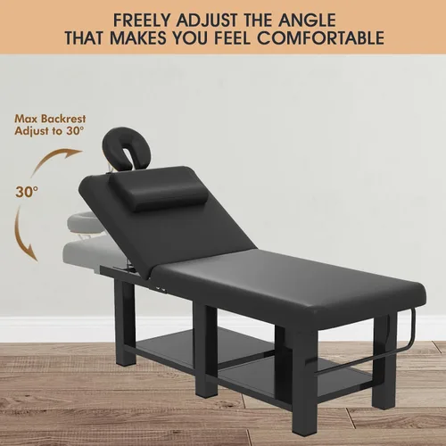 Vista 2 de Mesa ancha de masaje resistente con reposacabezas para spa, terapia y Negro