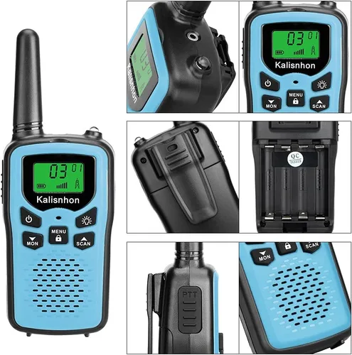 Vista 4 de Walkie Talkies para adultos, walkie talkies Kalisnhon con 22 canales FRS, walkie talkie de largo alcance con linterna VOX pantalla LCD radios