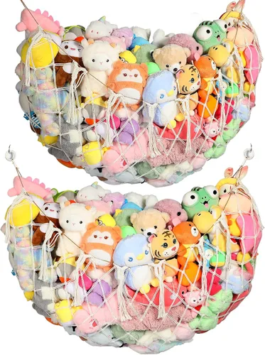 Vista 11 de YECAYE Red de animales de peluche, hamaca para decoración de habitación, mejorada de 60 pulgadas para todos los organizadores de muñecas de peluche