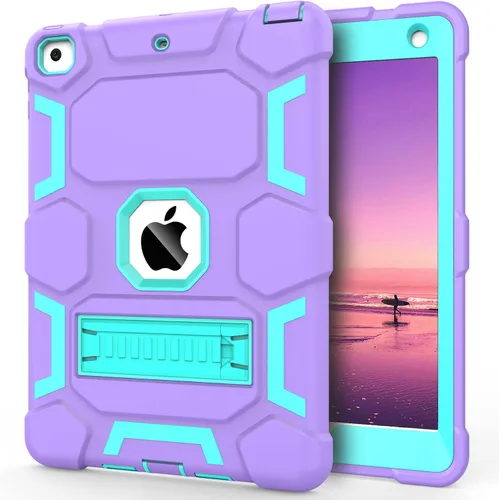 Vista 9 de CCMAO Funda para iPad de 6ª/5ª generación (9.7 pulgadas, 2018/2017), iPad Air de 2ª generación (2014) con soporte, funda protectora híbrida a prueba