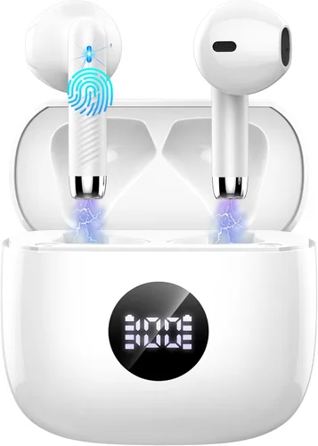 Vista 8 de Auriculares inalámbricos, Bluetooth 5.4, auriculares con pantalla LED de energía, bajos estéreo, auriculares Bluetooth intrauriculares