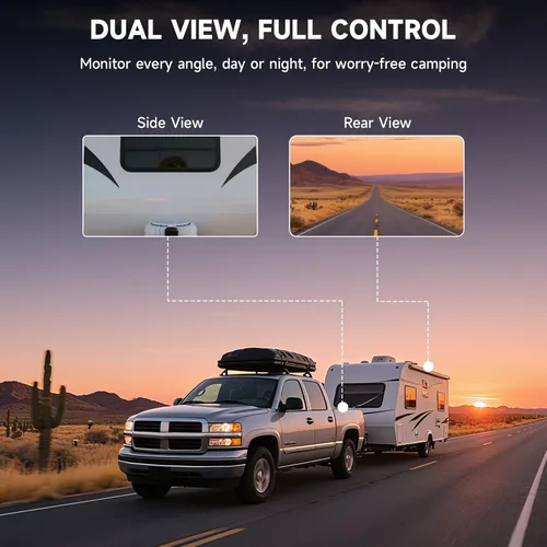 Vista 12 de Cámara de respaldo inalámbrica, cámara de respaldo para caravana con monitor HD de 7 pulgadas, sistemas de cámara de respaldo dual para camión