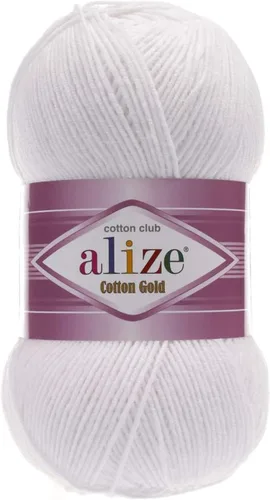 Vista 30 de 55% algodón 45% acrílico Alize Cotton Gold Yarn 1 madeja/bola 3.53 oz 360 yardas (1-crema)