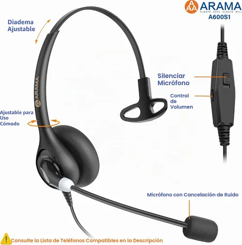 Vista 4 de Arama Auriculares de teléfono para teléfonos de oficina para Polycom