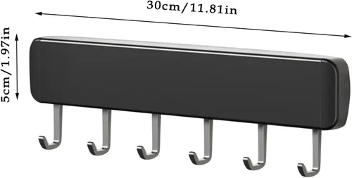 Vista 2 de Percha para utensilios de cocina, ganchos para montar en la pared, sin taladrar, ganchos extraíbles y ajustables, riel de cocina con 8 ganchos