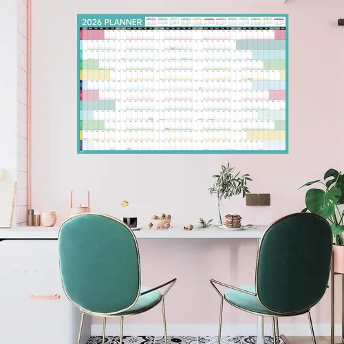 Vista 2 de Calendario anual de pared 2026, calendario de pared 2026, enero de 2026 a diciembre de 2026, calendario anual con fechas julianas, papel grueso