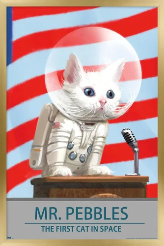 Vista 14 de Trends International Fallout 4 - Póster de pared de Mr. Pebbles - El primer gato en el espacio, 14.72 x 22.37 pulgadas, versión enmarcada de madera