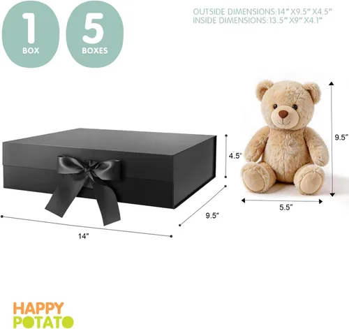 Vista 5 de HAPPY POTATO Caja de regalo grande con tapa y cinta, caja de propuesta de padrino, caja de regalo magnética para regalos
