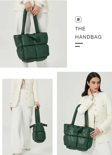 Vista 6 de Bolso de hombro acolchado para mujer, mini bolso de plumón, bolsa de mano acolchada, bolsos elegantes 2024