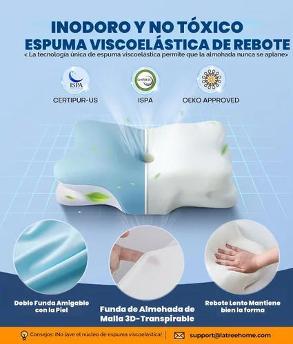 Vista 5 de Almohada cervical para el cuello 5 veces para aliviar el dolor, almohada ortopédica refrescante para dormir, almohadas de espuma viscoelástica