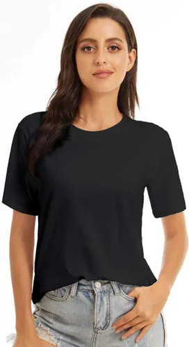 Vista 3 de VIIOO Camiseta holgada de manga corta con cuello redondo para mujer