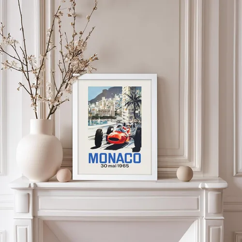 Vista 5 de Monem Art - Póster vintage de carreras de autos - Impresión retro de carreras de autos - Regalo para conductor, entusiasta de autos - Carreras